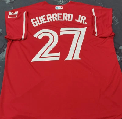 Vladimir Guerrero Jr. #27 TOR Red Cool Base Sewn Stitched Jersey. - Image 1 of 4