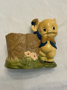 Vintage Warner Bros Schwein Pflanzgefäß. Top Zustand!  Briefmarke 1977 selten - Bild 1 von 7