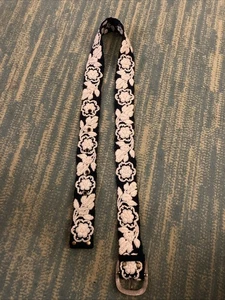 Jenny Krauss Wildflowers Two Tone Floral Embroidered Wool Belt * LARGE * - Picture 1 of 6