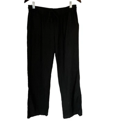 LOVE TREE Pants Womens Large  Black Linen Blend Pull On Minimalist Comfort - Image 1 of 4