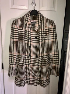 Abrigo Vintage Clásico Marvin Richards Lana Rosa Negro Pata de Gallo Talla 12/14  Foto 1 de 4