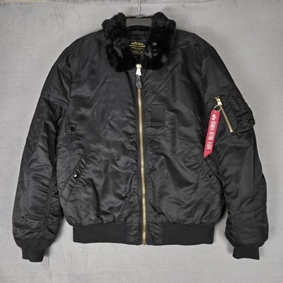 Alpha Industries B-15 Jacket Mens 2XL Slim Fit Bomber U.S Air Force Flying Black - Image 1 of 4