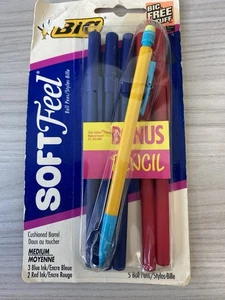 Vintage 1997 BIC Soft Feel Pens 5-Pack + Bonus Pencil – New Sealed NOS Retro - Picture 1 of 3