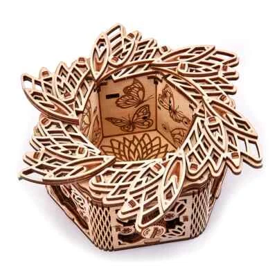 Mechanical Wood Trick Wooden 3D puzzle Mystery Flower Self-Assembly Set - Image 1 of 4