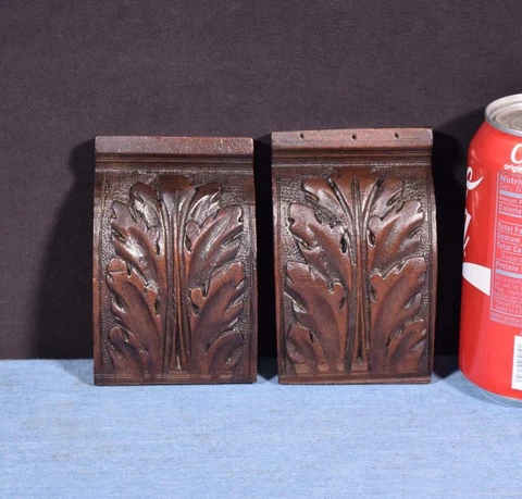 *Pair of 4" French Antique Corbels/Pillars/Brackets in Walnut Wood Salvage Cover