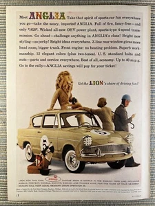 Anglia English Ford Line Lion Car 1960 Vintage Print Ad - Picture 1 of 1