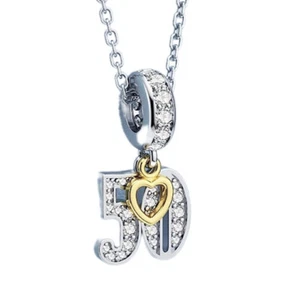 Charm Diamante Creato 50° Compleanno Finitura Oro Bianco Collezione Dubai Sahara - Foto 1 di 8