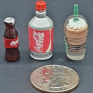 Coke Coca Cola Set Miniature Doll Mini Food Cola Can Starbucks Coffee 3 Pcs gift - Picture 1 of 5