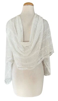 "Bufanda envolvente de lentejuelas blancas Joan Rivers 73""x 23""" Foto 1 de 4