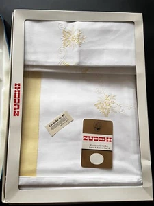 Bassetti Vintage 70’s Flat Sheet Double & 2 Pillow Cases Retro Hand embroidered - Picture 1 of 11