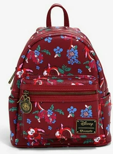 Disney Loungefly NWT Mulan Mushu Mini Backpack Floral Bag ACTUAL Print  NEW - Picture 1 of 3