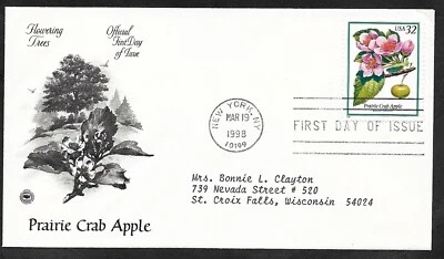 #3196 32c Flowering Trees -Prairie Crab Apple- PCS FDC - Image 1 of 2