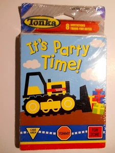 TONKA Bulldozer Dump Truck Construction 8 Invitations & 8 Thank You Notes NEW - Picture 1 of 2