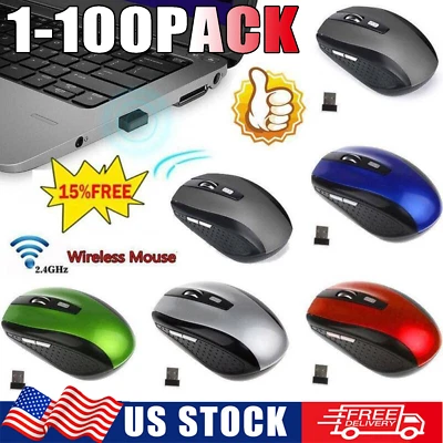  Wireless Optical Mouse Mice 2.4GHz USB Receiver For Laptop PC Computer DPI lot - Image 1 of 4
