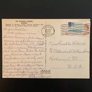 Bahamas 15 de mayo de 1967 Scott 234 Rawson Square letreros postal a Richmond VA - Imagen 1 de 2