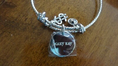New Original Box Mary Kay Silver Tone Sell $ Charm Bracelet Rhinestones Graziano - Image 1 of 4