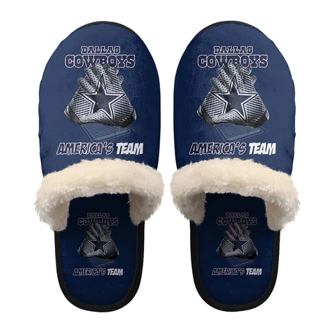 Dallas Cowboys Mens Womens Fuzzy Bedroom Slippers Warm Anti-Slip House Shoes Cover