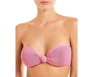bond-eye The Sahara Textured Bandeau Bikini Top Pink Swimwear Size OS - Picture 1 of 2