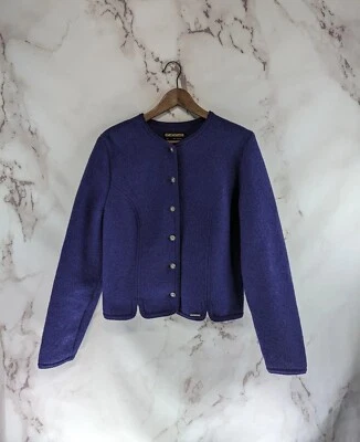 Geiger Jacket Women Medium 40 Purple Boiled Wool Button Crop Retro Vintage  - Image 1 of 4