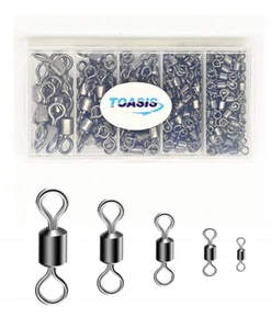 210pcs Rolling Barrel Fishing Swivel Set Assorted Sizes Test 70LB to 220LB - Picture 1 of 7