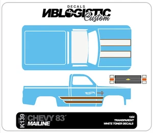 '83 CHEVY SILVERADO Calcomanía WaterSlide Personalizada para Hot Wheels 1/64 124 - Imagen 1 de 4