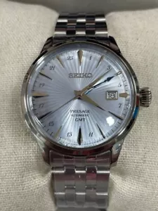 Seiko Presage Cocktail Time GMT Automatic Blue Dial Steel Men's Watch SSK037 - Picture 1 of 8