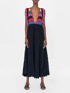 Maxi Vestido Zara Tejido Crochet Mujer Pequeño Multicolor Edición Limitada - Imagen 1 de 16