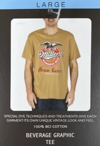 Miller High Life Men’s Tee Graphic T Shirt Dark Gold Size L - Picture 1 of 8
