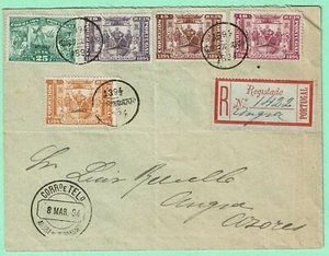 PORTUGAL AZORES 1894 Local Registered Cover w/ 5 PRINCE HENRY Issue Total 75 r - Picture 1 of 2