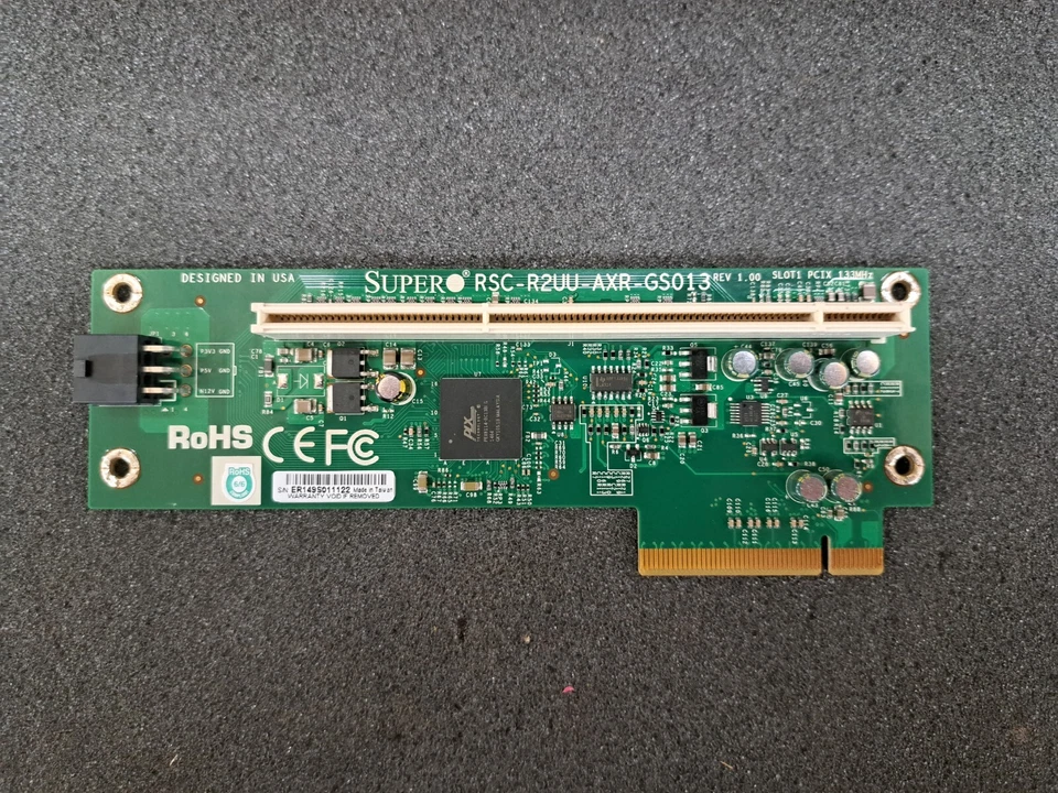 New, Supermicro, RSC-R2UU-AXR-GS013, RISER CARD, 2U, 1 SLOT, RIGHT TURN, PCI-X - Image 1 of 4