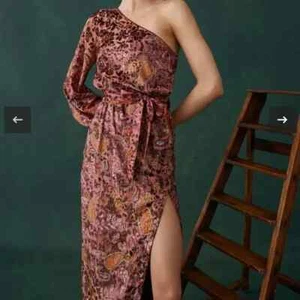 Anthropologie Sz S Hemant Nandita Vera One-Shoulder Burnout Velvet Dress ~ $450 - Picture 1 of 5