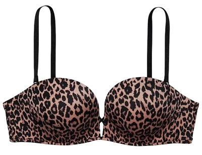NEW VICTORIAS SECRET LEOPARD BOMBSHELL ADD-2-CUPS MULIT-WAY STRAPLESS BRA 34A - Image 1 of 4