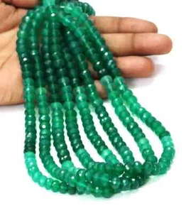 Top Quality Natural Green onyx Faceted Rondelle Beads, AAA++ onyx faceted Gemsto - Picture 1 of 10