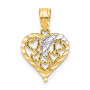 Real 10kt W/Rhodium Heart Charm - Picture 1 of 5