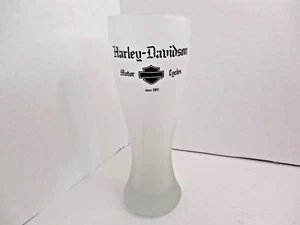 Harley Davidson Frosted Beer Pilsner Glass Black Bar on Black Shield 20 oz - Picture 1 of 8