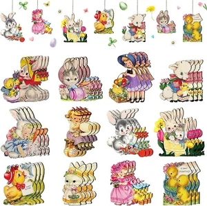 Easter Hanging Ornaments for Tree: 36 Pcs Vintage Wooden Ornament... - Picture 1 of 7