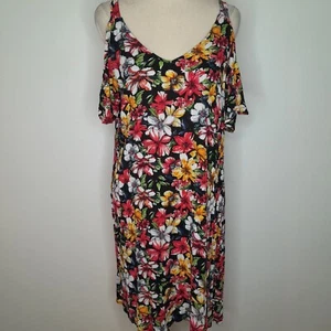 KATIES Womens shift dress Size 12 cold shoulder floral colourful knee length - Picture 1 of 12