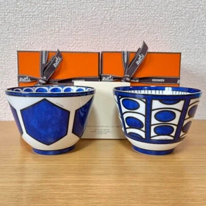 Hermes Bleus d'Ailleurs Large Bowl blue dinnerware Set of 2 cup No.1 No.2 New - Picture 1 of 6