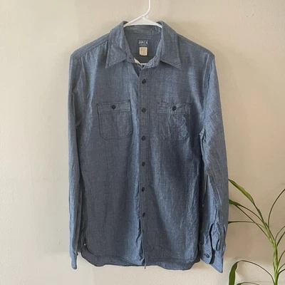 RRL Double RL Work Shirt Mens Small 15" Denim Chambray Blue Cotton Long Sleeve - Image 1 of 4
