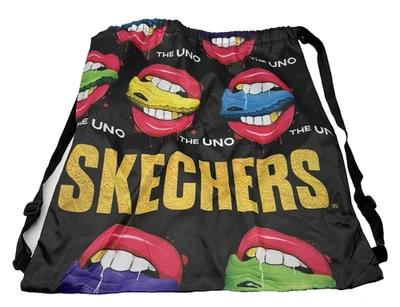Skechers UNO Drawstring Backpack Promo Gift Tote Pop Art Lips Sneakers 20x17.5" - Image 1 of 4