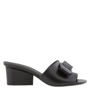 Ferragamo Black Leather Valery 55 Sandals - Picture 1 of 3