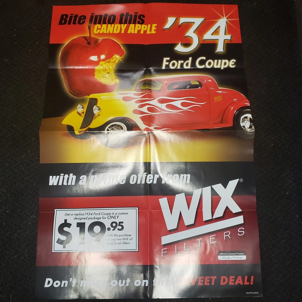 First Gear WIX Filters 1934 Ford Coupe Red Yellow Flames Die Cast Metal Car 1 25