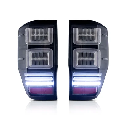 Luces traseras LED 3D negras intermitentes dinámicos para Ford Ranger MK1 MK2 11-20 luz trasera Foto 1 de 4