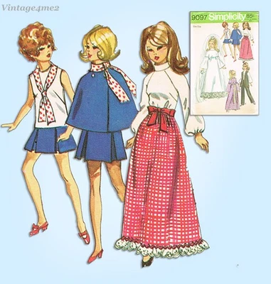 🧵 V4me2 Simplicity 9097 1970 Barbie Size Doll Clothes Pattern 11½"  Complete - Image 1 of 4
