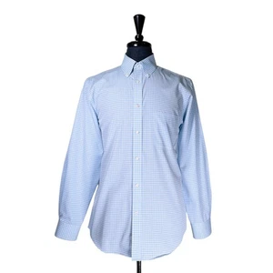 Jos. A. Bank 1905 Mens Dress Shirt 15.5 34 Blue White Gingham Non Iron Tailored - Picture 1 of 8