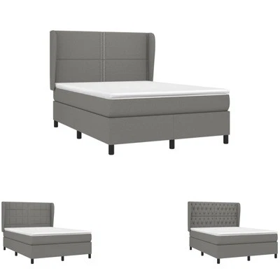 Box Spring Bed with Mattress Dark Grey Fabric Double/Queen Multi Models vidaXL - image 1 of 4