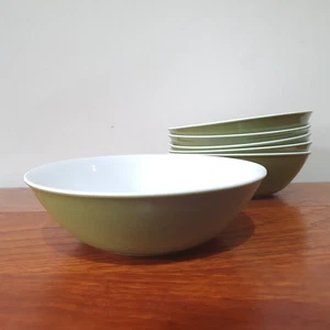6X Vintage Melaware Melamine Cereal / Dessert Bowl Green Picnic Camping Camper - Picture 1 of 6