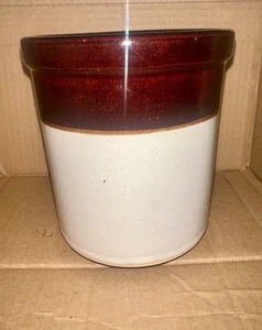 Vintage Robinson Ransbottom Pottery  Small Brown /White  Crock  Roseville OH 6 " - Picture 1 of 5