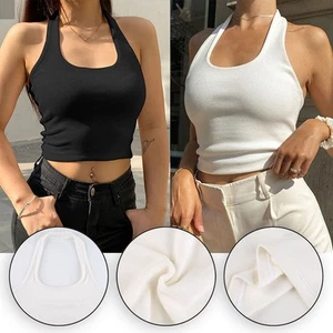 New Fashion Vest Women Sleeveless Slim Fit Summer Halter Knit Ladies Tee - Picture 1 of 24