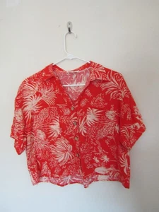 Christian Siriano Tropical Print rot weiß Set Hose & Hemd Leinenmischung Small - Bild 1 von 7